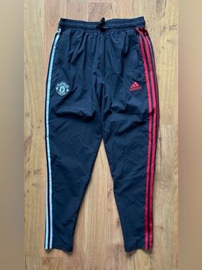 Adidas Manchester 2022 Mens Medium Black Training Football Soccer Pants Joggers